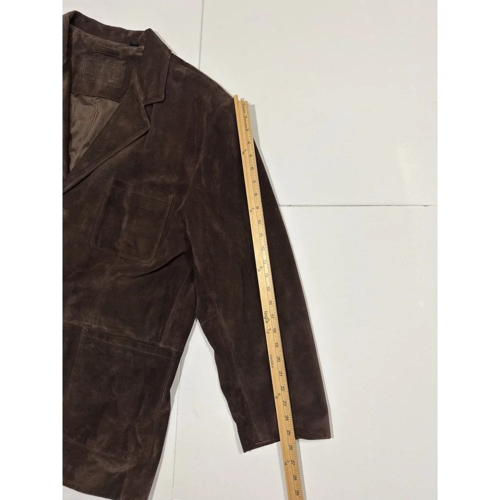 Roundtree & Yorke Mens Long Brown Suede Leather Jacket Coat Trench Size XXL City